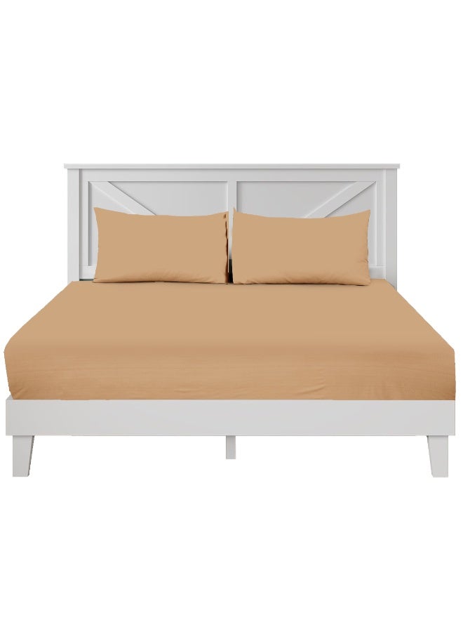 Siesta Zen™ 3 Pcs Set Premium T250 Cotton Rich Fitted Sheet Set Full Elastic 30cm Deep Pocket Fits for All, Ultra Soft, Breathable, Wrinkle Resistant (1 Fitted+2 Pillowcases) - Image 1